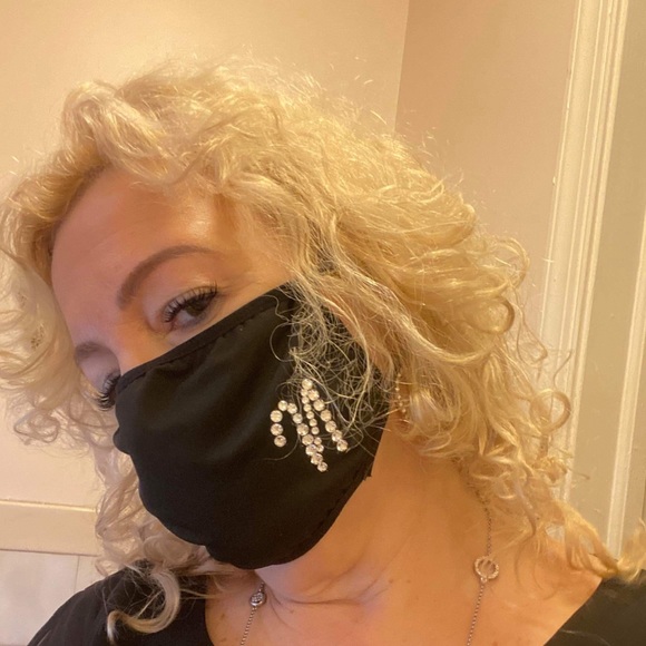 Stunning Rhinestone Initial Mask/Face Covering - Picture 7 of 7